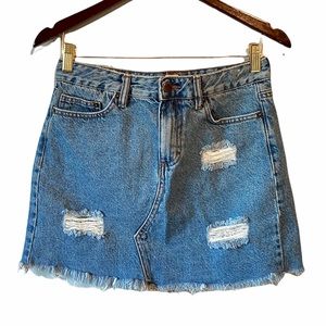 Bongo 90s Distressed Denim Mini Skirt Size Medium